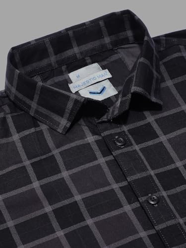 Image of Majestic Man Comfort Cotton Slim Fit Checked Casual Shirt for Men