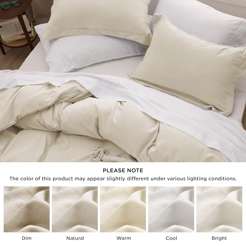 Image of Bedsure Oat Milk Duvet Cover King Size Only - Prewashed Cotton-Like Polyester Extra Soft All Season Bedding, Includes 1 Duvet Cover 104x90 Inches with Zipper Closure, Comforter Not Included