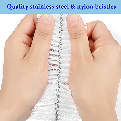 Image of Long Bottle Brush, 17 in Bendable Cleaner Brushes for Cleaning Neck Beer Bottles, Wine, Baby Bottles, Water Bottles, Tumblers, Flask, Bird Feeder, Vase, Pipes and Brewing Supplies Black + White /2Pack