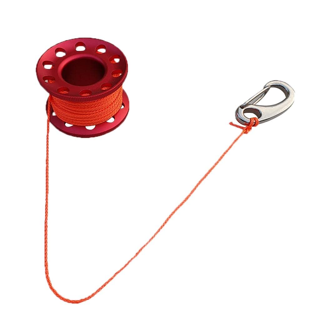 LoveinDIY 10m Alloy Cave Diving Finger Spool Dive Reel, Red