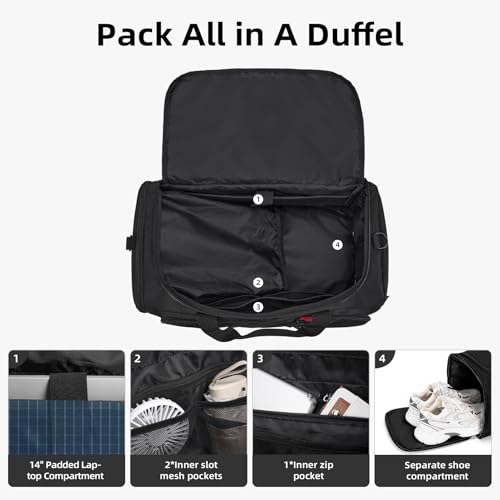 CLUCI Gym Bag for Men & Women, 35L Sports Duffle Bag for Travel,4 in 1 Weekender Bag,Overnight Backpack with Shoe Compartment,Carry on Duffel Bag for Airplane4