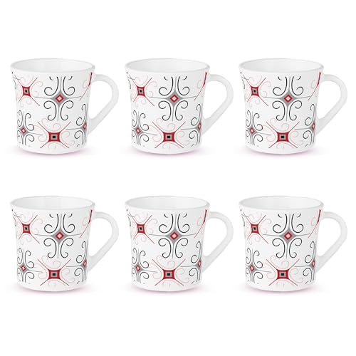Larah by Borosil Crysta Series Anya Opalware Mug | Set of 6 Tea/Coffee Mugs, 210 ml Each | Microwave & Dishwasher Safe, Bone-Ash Free | Crockery Set Ideal for Daily Use & Gifting | White (B0C96MPGJN) Amazon Price History, Amazon Price Tracker