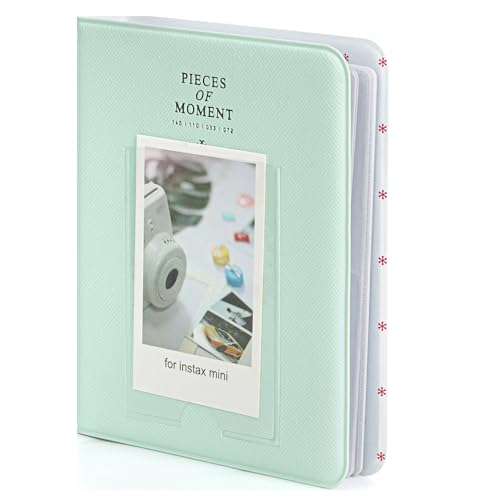 Image of ZENKO 64 Pockets Photo Album for Fujifilm Instax Mini 13 /12 /11 /9 /8 /SE /41 /99 /Evo /Liplay Instant Camera /Mini Link Printer, Polaroid Snap Touch PIC-300 Z2300 Mint Zip Instant Camera Printer- Mint Green