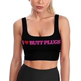 I Love Butt Plugs Womens U Back Sports Bra,Comfort Scoop Neck Removable Padded Sleep Yoga Bra S