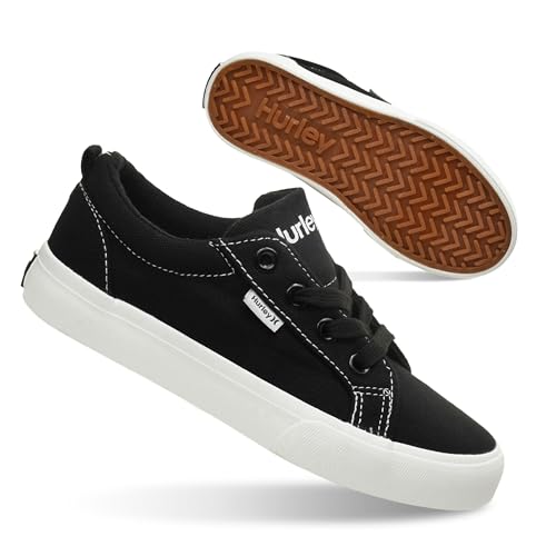 Image of Hurley Kids Finn Sneakers - Canvas Skate Shoes for Kids, Low Cut Tennis Shoes for Girls and Boys