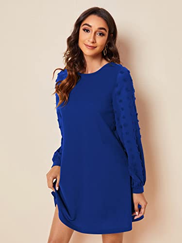 Image of SweatyRocks Women's Elegant Mesh Contrast Long Sleeve A Line Mini Short Dress