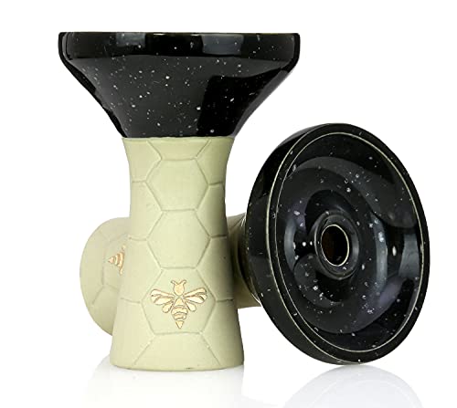 Bee Hookah Phunnel Olive Shisha Kopf - Half Glazed Black White
