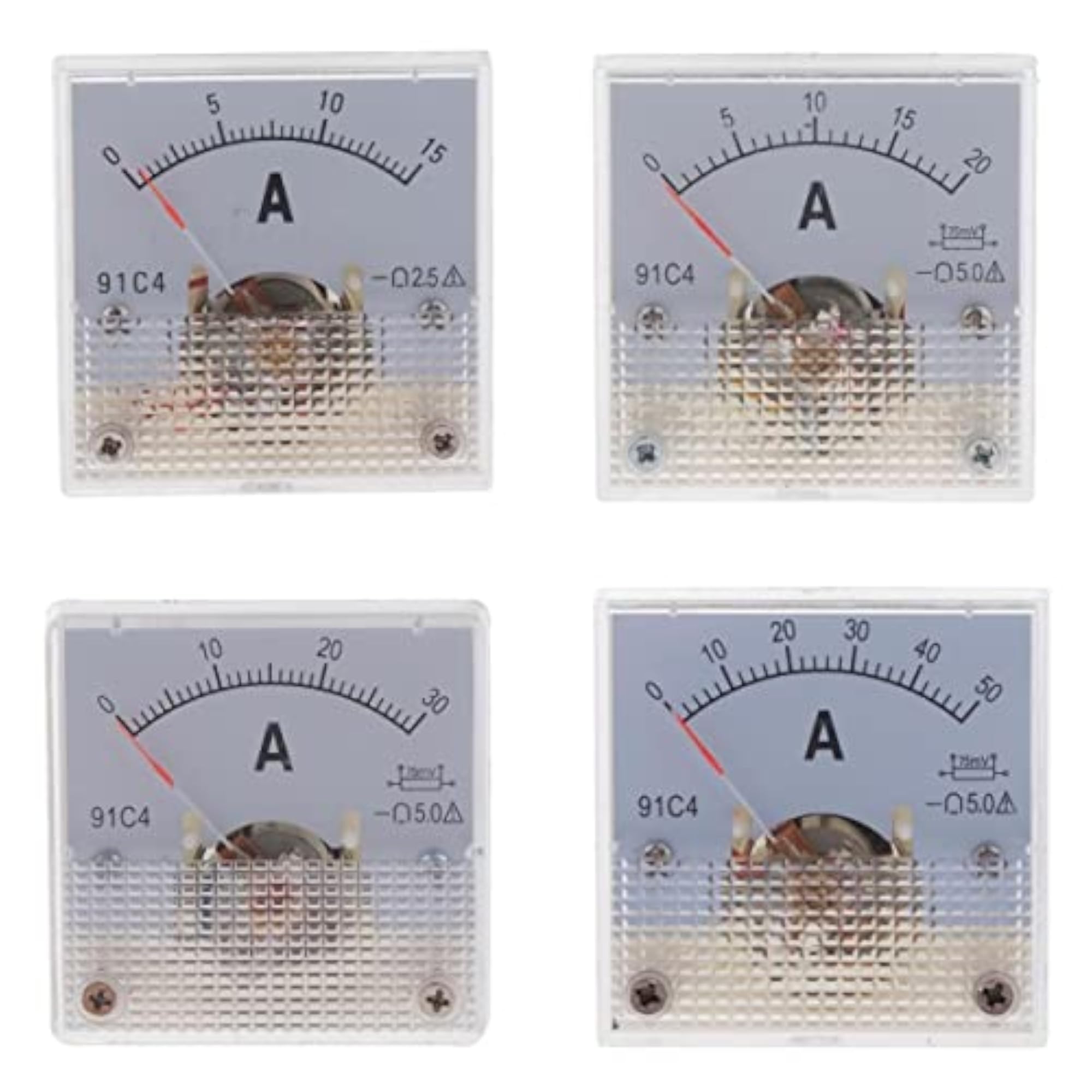4Pcs DC Ammeter Analog Panel Meter Amp Meter Current Panel Meter Gauge 75mV