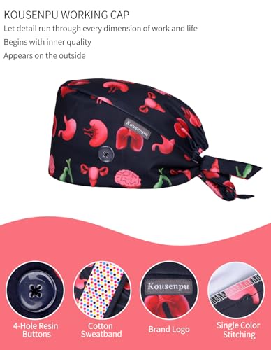 Image of Kousenpu Scrub Caps for Men, Adjustable Surgical Cap, Breathable Medical Hat for Doctors, Nurses & Healthcare Professionals