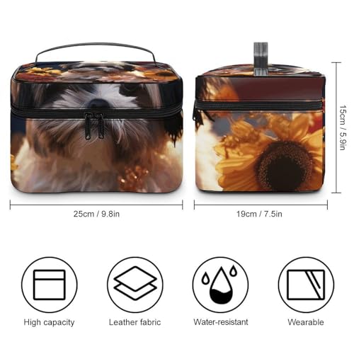 Foldable Travel Luggage Bag for Men And Women, Dry And Wet Separation Portable Travel Luggage Bag, Shih Tzu Dog And Flowers Printed Waterproof Sports Luggage Bag, Fitness Bag2