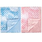 BEILIMMU 2 Pack Silky Satin Baby Blanket for Boys with Unique Tie Dye Design Decor Home Bed Blanket