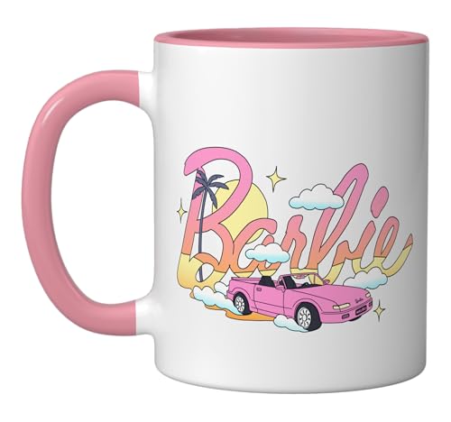 Taza de cerámica Barbie rosa y blanca 11 oz miniatura 1