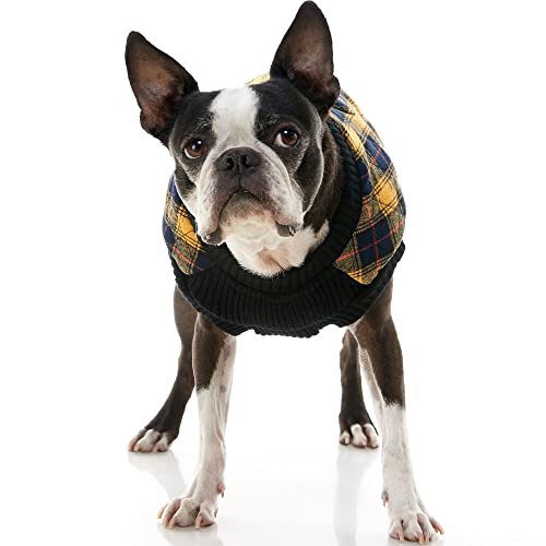Image of Gooby Fashion Vest Check Dog Jacket, Yellow Check, X-Small