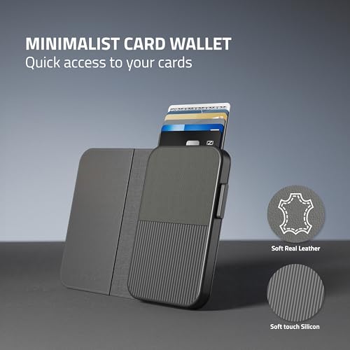 Image of Fidelo Slim Wallet for Men - RFID Blocking Minimalist Credit Card Holder with Sliding Pop-Up Design - Push Button Men's Wallets - Front Pocket Wallet