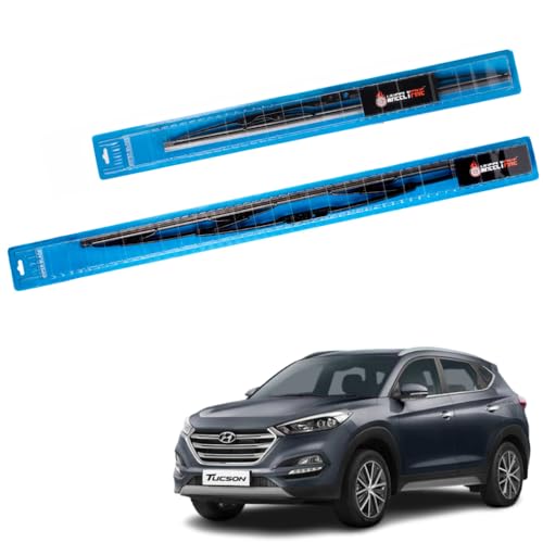 Image of Windshield Car Wiper Blades Metal Frame Water Repellant Cleaning Wiper Blades Refills Best for Hyundai Tucson (Tl) (2015-2020) Dr 24 inch /Pa 16 inch