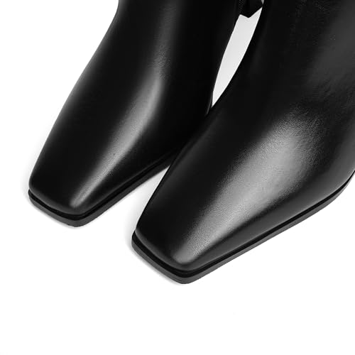 Vertundy Womens Kitten Heel Boots Square Toe Low Heel Leather Knee High Boots2