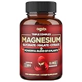 Magnesium Triple Complex - 600mg Magnesium Glycinate, Malate & Citrate - Added Spinach, Swiss Chard & Others - Support Calm, Restful Mood & Muscle Cramp - 120 Capsules