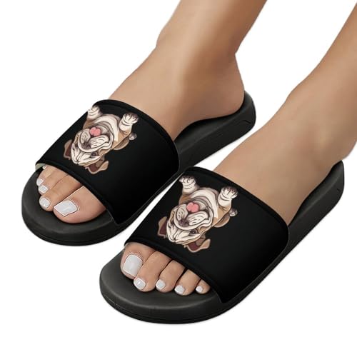 English Bulldog PVC Home Slippers Non-Slip Shower Shoes Casual Bathroom Slippers for Women Men 5