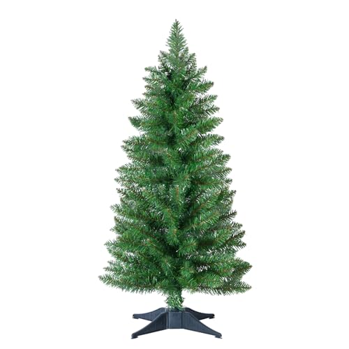 3ft Artificial Christmas Tree, Mini Xmas Pine Tree with 4-Leg Stable Plastic Base, Small Tabletop...