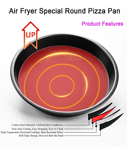 Lbsahetc Carbon Steel Air Fryer Liners, 2Pcs Non-Stick Air Fryer Pizza Pan, Replacement Of Flammable Parchment Paper, Fits Most 3.7 Qt Air Fryer And Larger (2Pcs - 7") #TOP2