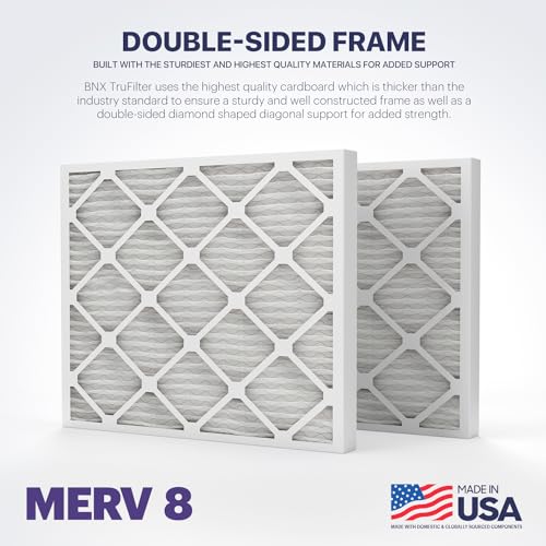 Image of BNX TruFilter 16x20x2 Air Filter MERV 8 (4-Pack) - MADE IN USA - Dust & Pet Defense Electrostatic Pleated Air Conditioner HVAC AC Furnace Filters for Dust, Pet, Mold, Pollen MPR 600 - 700 & FPR 5