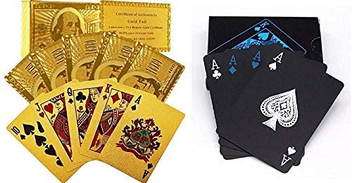 ATWOZEE Black & Gold Foil Plated Deck Pocker Playing Cards | 24K Gold Foil | Water Proof - Set of 2 (B09HMNS39J) Amazon Price History, Amazon Price Tracker