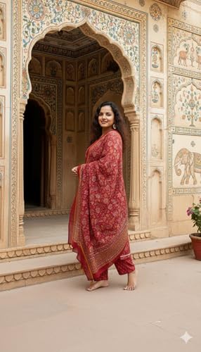 Image of FABNEX kurta set for women | Women Printed Kurti Pant Set with Dupatta (K-209)