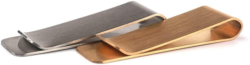 Generic PULABO Money Clip Set of 2 Brass x 1 Stainless Steel x 1 Simple Smart Paper Clip Card Clip No Wallet Required for Travel or Business Trips Popular