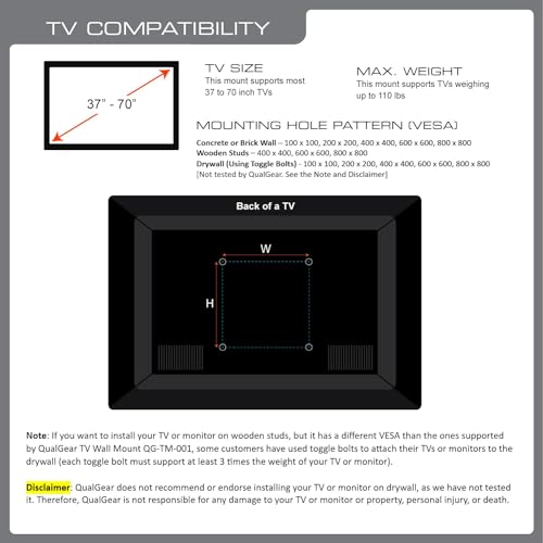 QualGear Universal Ultra Slim Low Profile Picture Hanging Style Wire Rope Stainless Steel Wall Mount for LED TV Upto 37-70-Inch - Image 3