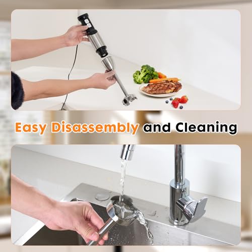 Image of Immersion Blender Handheld Cordless 6 in 1 Hand Held Blenders Mixer Stainless Steel 25 Speed Turbo Mode Electric Sitck Beaker Chopper Milk Frother Grinder
