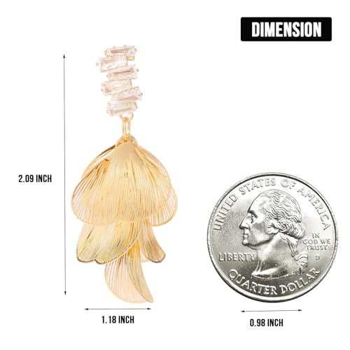 Gold Flower Earrings for Women Dangling Boho Floral Statement Dangle Earrings with Rhinestones for Prom Party4