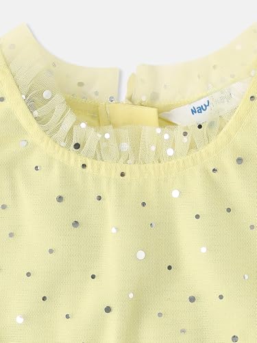 Image of Nautinati Baby Girls Flared Frock with Flutter Sleeves | Age 0-3 Years