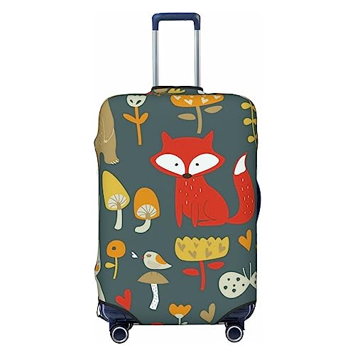 Cute Animal Forest Luggage Cover TSA Approved Stylish Dust and Scratch Resistant Luggage Case Protector Washable Elasticated Luggage Covers for Kids and Adults