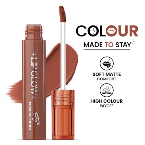 Image of Fashion Colour Pretty Lip Glow Liquid Lipstick Waterproof | Matte Finish | Non Transfer 16 Hours Wear | Liquid Lipstick Nudeshade To Boldshade | Perfectly fit to all Indian Skin Tones | (#Ripe Hawthorn, 3ML)