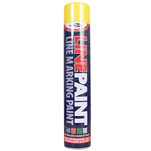 BC Profiles Bond It Line Paint | Solvent Based, Quick Dry and Semi - Permanent Spray, Suitable for Spot Marking for Contractors on Roads, Car Parks, Tennis Court - 750ml - Yellow