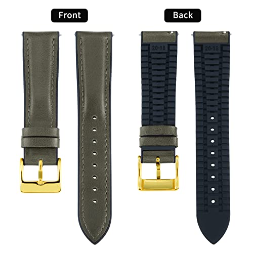 Image of BINLUN Leather Watch Band 14mm 16mm 18mm 19mm 20mm 21mm 22mm Quick Release Premium Oil Wax Leather and Breathable Silicone Hybrid Watch Bands Replacement Strap for Men Women