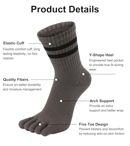 Toe Socks Five Finger Split Athletic Running Crew Cotton for Women 3 Pairs2