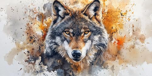 5D Diamond Painting Loup Féroce Kit Complet Idée Cadeau Original