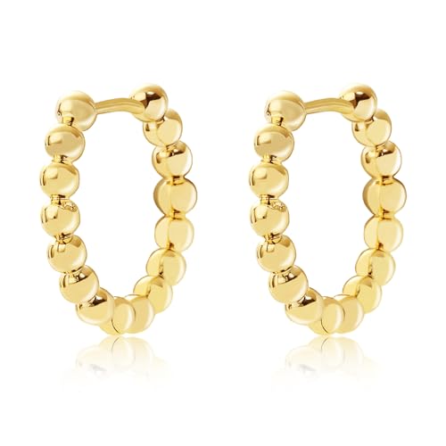 18K Gold Huggie Hoop Earrings Gold Plated Simple Studs for Women Hypoallergenic Lightweight Jewelry for Teen