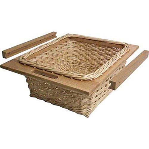 Infinity kitchenware Wooden Pull Out Wicker Basket (Pack of 1,Silver