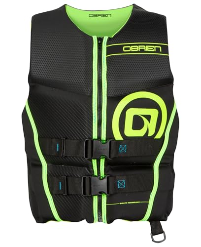 O'Brien Flex V-Back Life Jacket – Coast Guard Approved Adult Life Vest with Flex Fit Design, Lightweight Foam & Front Zip Closure for Watersports, Boating, and Jet Skiing