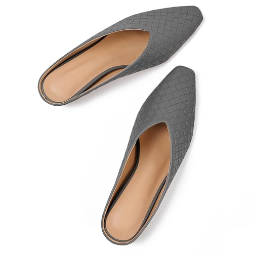 Image of Woven Mules for Women Slip on Comfortabke Metallic Slides Ladies Trendy Square Toe Hidden Wedge Mules