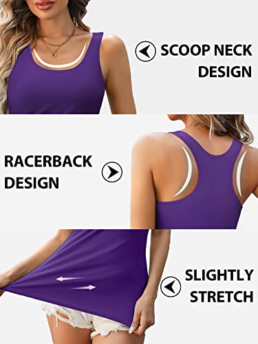 Image of V FOR CITY Womens Unpadded Shelf Bra Tank Tops Racerback Workout Camis Yoga Shirt Cotton Undershirt 2 Pack