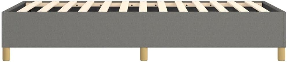 Box Spring Bed Frame Dark Gray Twin XL Fabric Platform Foundation with Sturdy Slatted Support Legs for Bedroom Mattress Support No-Box-Spring-Needed Modern Minimalist Design