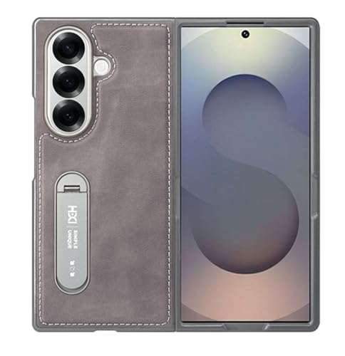 Image of BOUNCEBACK Vegan Leather Back Case Cover for Samsung Galaxy Z Fold 7 5g | Metal Kickstand Back Case Cover for Z Fold7 - (Titanium)