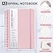 ABERLLS Pink Lined Spiral Journal Notebook with 160 Pages, 8×5.7in, A5 Spiral Notebook, Journaling Notebooks for Work, School, Women, Men, College Ruled Spiral Notebook, Hardcover Leather Journals