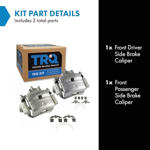 Image of TRQ Front Driver and Passenger Side Brake Caliper Set Caliper Brackets Hardware Compatible with 06-12 Ford Fusion 07-12 Lincoln MKZ 06 Lincoln Zephyr 06-13 Mazda 6 06-11 Mercury Milan