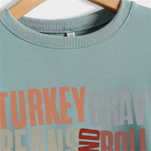 Turkey Gravy Beans and Rolls Sweatshirt Funny Graphic Thanksgiving Sweater Women Casual Pullover Top Fall Season Shirt3