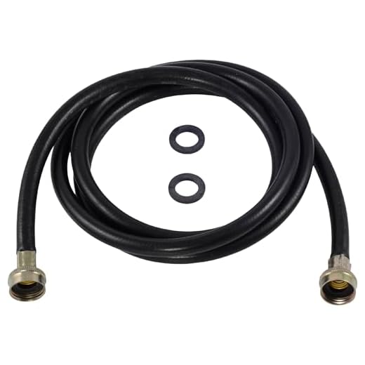 Eastman 60327N, Black Flexible Rubber Washing Machine Fill Hose, 3/4 inch FHT, 8 Ft, 8'