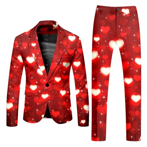 Mancuerna de manga larga de dos piezas para hombre con pantalones bolsillos estampados elegantes eventos de fiesta de vacaciones, Blanco, XXL